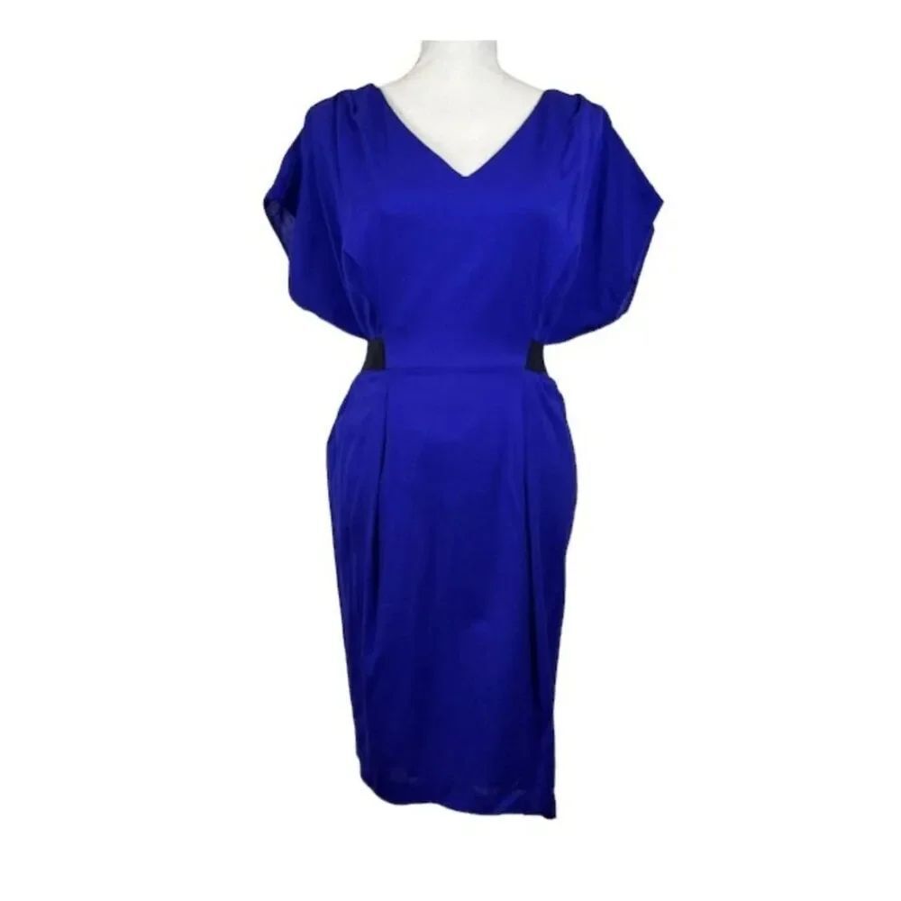 Escada Sport Dorris Midnight Blue Drape Sleeve Dress Sz 36/6